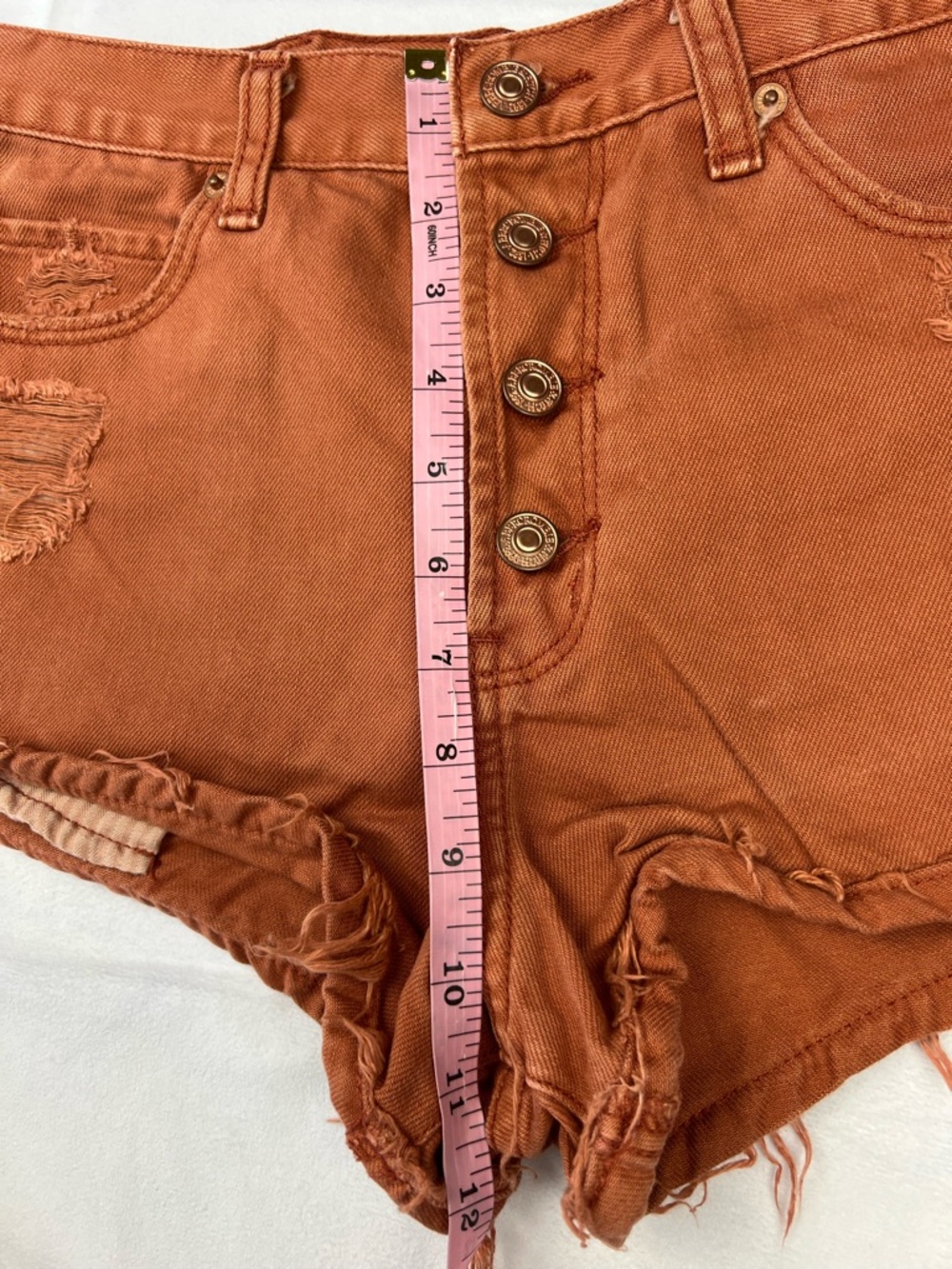 Abercrombie & Fitch Distressed Button Fly Cut Off Denim Shorts - Size 6 - Picture 4 of 8